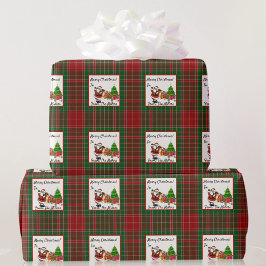 名前のパーソナライズChristmas Red & Green Plaid ラッピングペーパー