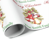 名前のパーソナライズChristmas Tree Bells紙 ラッピングペーパー (ロールコーナー)