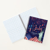 名前のパーソナライズFireworks7月4日 ノートブック (内部)