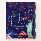 名前のパーソナライズFireworks7月4日 ノートブック (裏面)