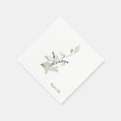 名前のパーソナライズFoliage & Lavender 結婚's スタンダードカクテルナプキン (角)