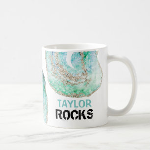 *~*名前のパーソナライズROCKSのGeode金ゴールドグリッター コーヒーマグカップ