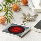 名前のビッグレッドボタンキーチェーン キーホルダー (側面)