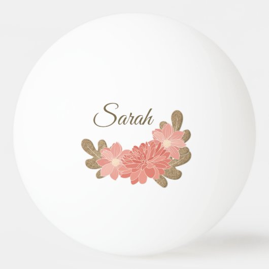 名前のピンクのダリア 卓球ボール (正面)