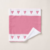 名前のピンクのハートのタイポグラフィのベビー愛 バスタオルセット (ウォッシュタオル)
