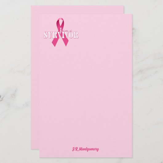 名前のピンクのリボンそして紙 便箋 (正面/裏面)