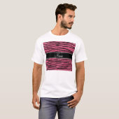 名前のピンクグリッター縞 Tシャツ (正面フル)