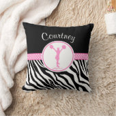 名前のピンクゼブラプリントチアリーダー/POM クッション (ブランケット)