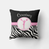 名前のピンクゼブラプリントチアリーダー/POM クッション (裏面)