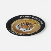 名前のフェイクな金ゴールドのハッピーバースデーのトラ ペーパープレート (アングル)