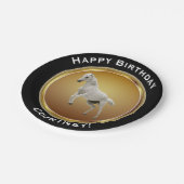 名前のフェイクな金ゴールドのハッピーバースデーの白馬 ペーパープレート (アングル)