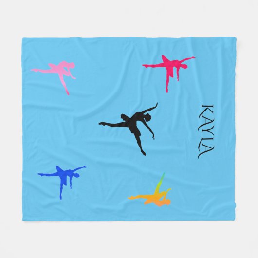 名前のフリースブランケットパーソナライズされたバレリーナ。 フリースブランケット (正面(横))