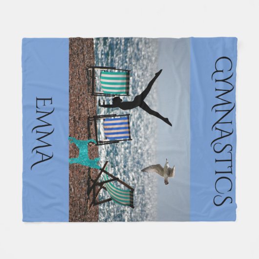 名前のフリースブランケットパーソナライズされた体操。 フリースブランケット (正面(横))