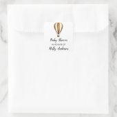 名前のベビーシャワーの金ゴールドのグリッターの熱気の気球 スクエアシール (バッグ)