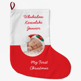 名前のポーランドの写真のポーランドの伝統の旗 ラージクリスマスストッキング