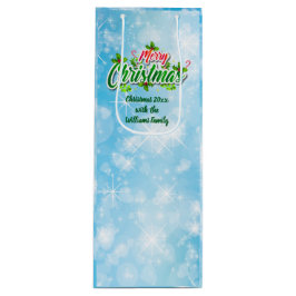 名前のマッチングMerry Christmas BlueワインギフトB ワインギフトバッグ