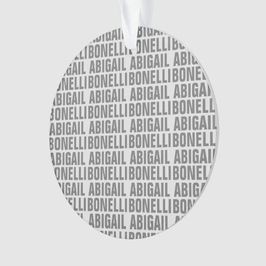 名前のミニマリストはっきりしたグレイモダンシック オーナメント (正面)