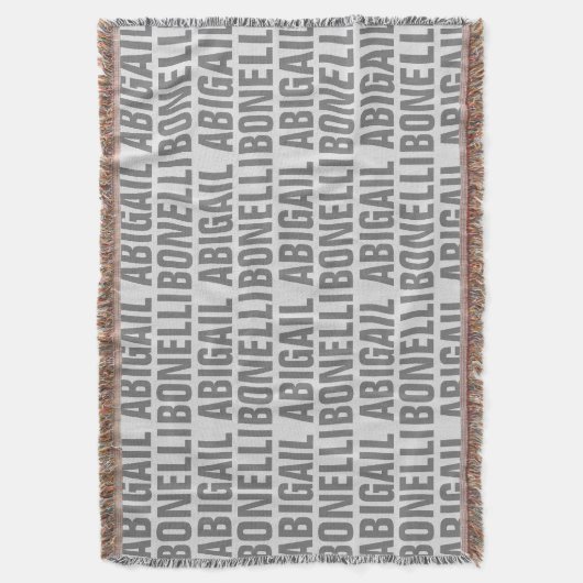 名前のミニマリストはっきりしたグレイモダンシック スローブランケット (正面縦)