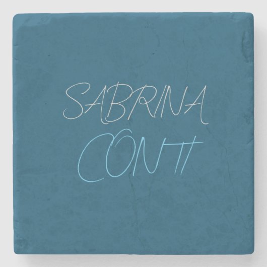 名前のミニマルモダンリストの青 ストーンコースター (正面)