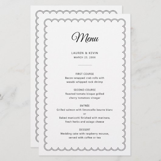 名前のミニマル縁どリストスカロップメニュー (正面/裏面)