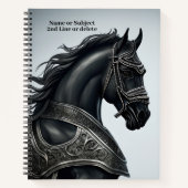 名前のメッセージを追加し、鎧を持つ強い黒馬 ノートブック (正面)