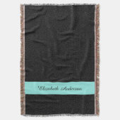 名前のモダンで黒いヒョウのプリントの水のストライプ スローブランケット (正面縦)