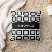 名前のモダンな白黒顔文字のタイル クッション (ブランケット)