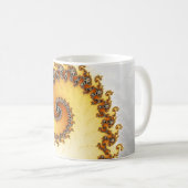 名前のモダン付いたオレンジ色のグレーのスパイラルフラクタル コーヒーマグカップ (正面右)