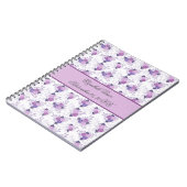 名前のモノグラム パープル ピンク フラワー 新生児 ノートブック (左側)