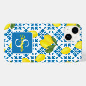 名前のモノグラム フレンチカントリー タイル レモン柄 Case-Mate iPhoneケース (裏面 (横))