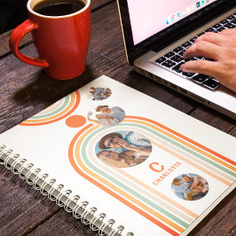 名前のモノグラム ボヘミア アーチ マルチ フォト トレンディ ガーリー ノートブック