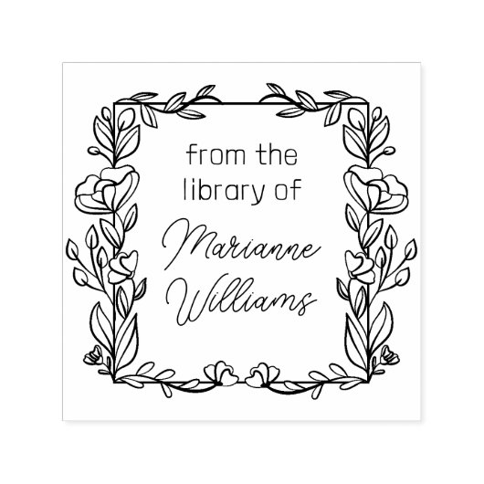 名前のライブラリからのかわいいフローラフレーム セルフインキングスタンプ (デザイン)