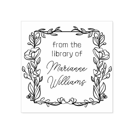 名前のライブラリからのかわいいフローラフレーム ラバースタンプ (インプリント)