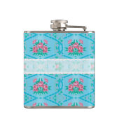 名前のヴィンテージのピンクおよび青い壁紙 フラスク (裏面)