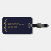 名前のヴィンテージの濃紺そして金ゴールドの本 ラゲッジタグ (裏面横)