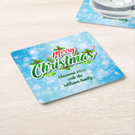 名前の一致するメリークリスマスブルースクエアパペを追加 スクエアペーパーコースター (アングル)