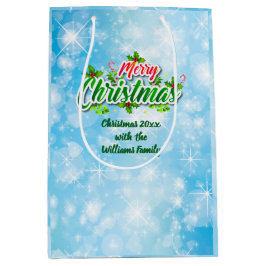 名前の一致するメリークリスマスブルーミディアムギフトを追加 ミディアムペーパーバッグ