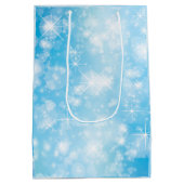 名前の一致するメリークリスマスブルーミディアムギフトを追加 ミディアムペーパーバッグ (裏面)