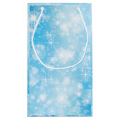 名前の一致するメリークリスマスブルー小さいギフトを追加 スモールペーパーバッグ (裏面)