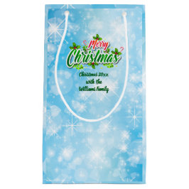 名前の一致するメリークリスマスブルー小さいギフトを追加 スモールペーパーバッグ