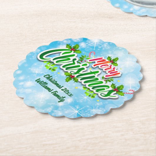 名前の一致するメリークリスマスブルー紙コーストの追加 ペーパーコースター (アングル)