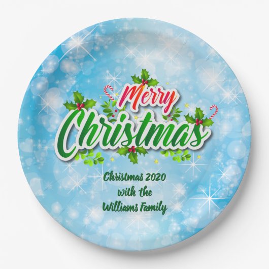 名前の一致するMerry Christmas Blueの追加9" ペーパープレート (正面)