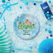 名前の一致するMerry Christmas Blueを追加7" ペーパープレート (パーティー)