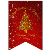 名前の一致セットクリスマスレッド金ゴールドツリー星の追加 バンティングフラッグ (第1の旗)