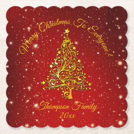 名前の一致セットクリスマスレッド金ゴールドツリー星の追加 ペーパーコースター