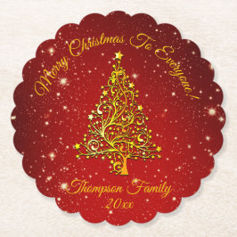名前の一致セットクリスマスレッド金ゴールドツリー星の追加 ペーパーコースター