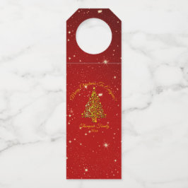 名前の一致セットクリスマスレッド金ゴールドツリー星の追加 ボトルネックタグ