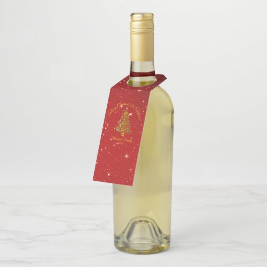 名前の一致セットクリスマスレッド金ゴールドツリー星の追加 ボトルネックタグ (アングル)