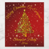 名前の一致セットクリスマスレッド金ゴールドツリー星の追加 ワインラベル (シングルラベル)