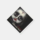 名前の不気味幽霊のよく出るな人形ハローウィンパーティ スタンダードカクテルナプキン (角)